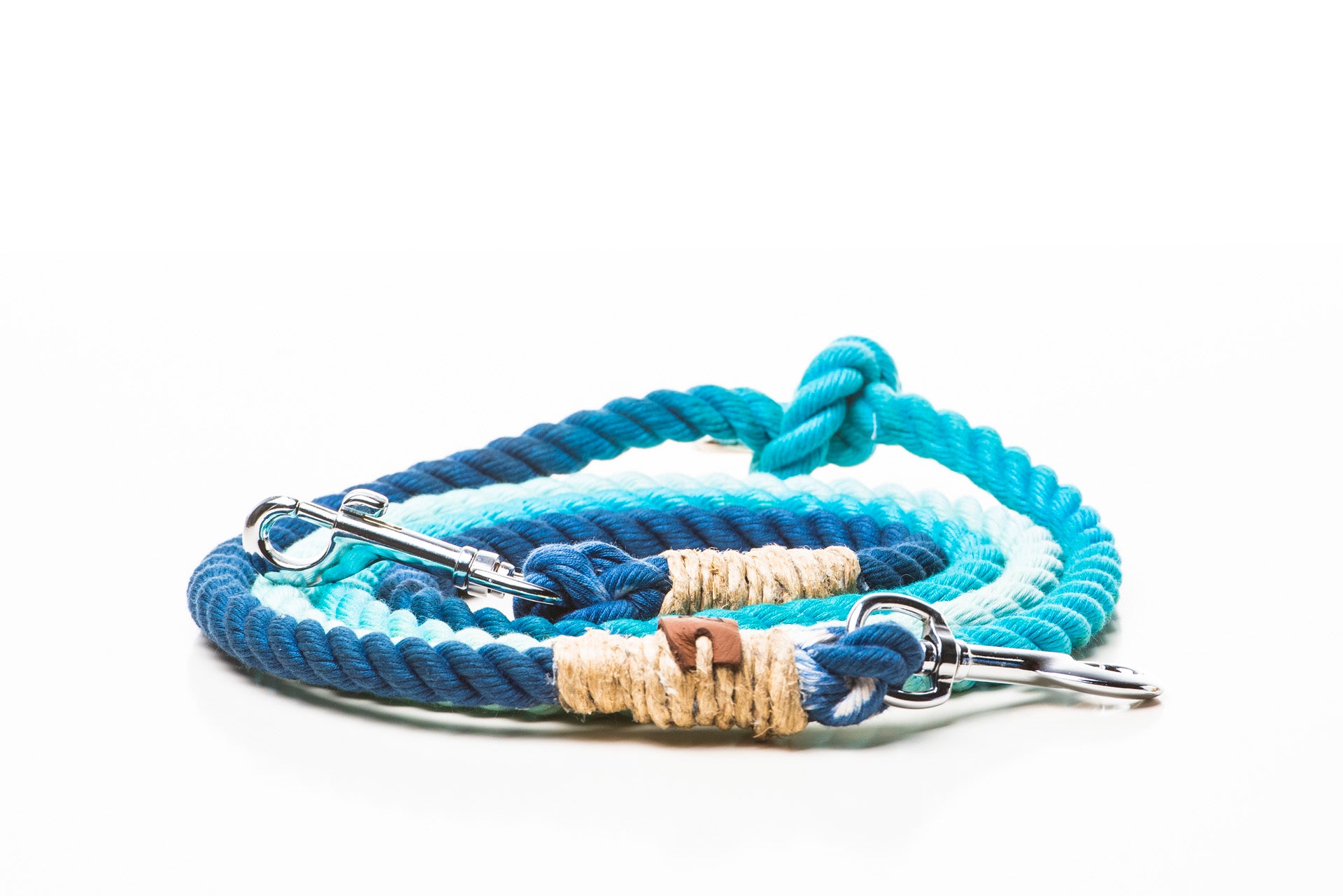 Kék-türkiz pamut színátmenetes, állítható kötélpóráz